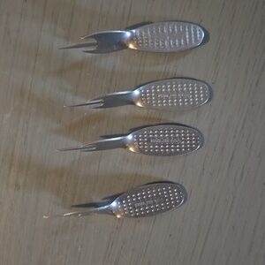 Vintage Stainless Steel Corn Cob Holders Metal Set of 4
